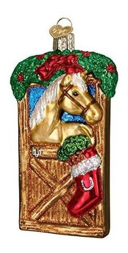 Viejo Mundo De Navidad Caballo En Establo Vidrio Soplado Orn