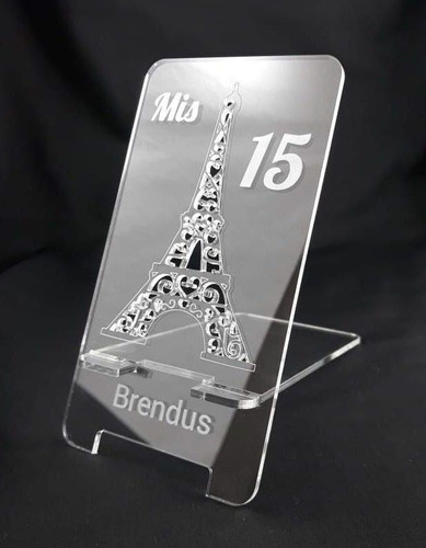 25 Soporte Celular Acrilico Torre Eiffel Souvenir - 15 Años