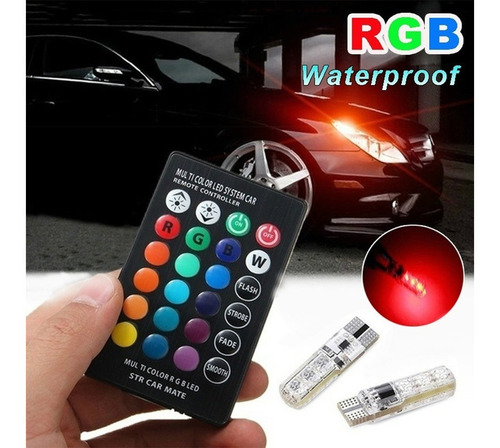 Imagen 7 de 10 de Par Focos T10 Rgb Con Estrobo Control Remoto Led Pellizco F1