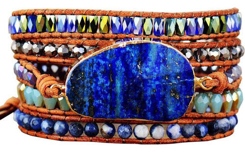 Zosojona Starto Boho Wrap Pulseras Natural Jasper Cristal Pi