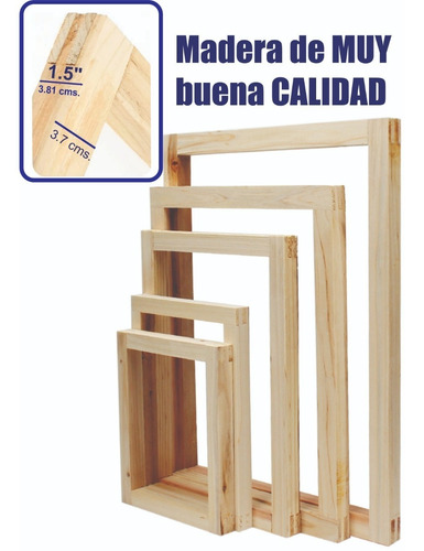 Marco Para Serigrafía 50x60 Malla Amarilla 120t Madera 1 1/2