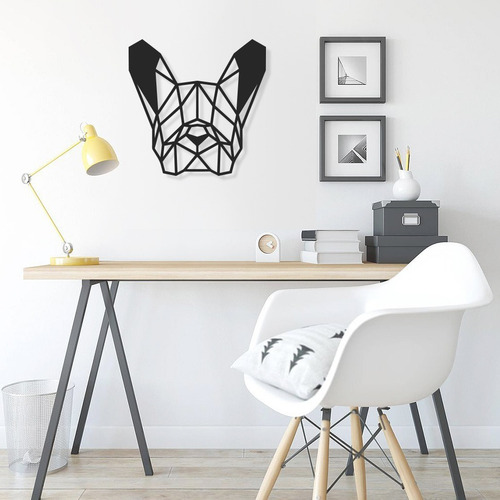 Imagen 3 de 4 de Cuadro Decorativo En Madera Calada Bulldog Frances Xl