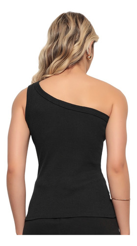Blusa Blusinha Canelada Gola Redonda Ombro Único Cores