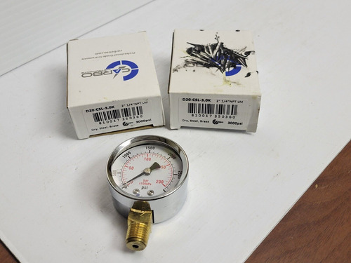 New Lot Of 2 Cabro Pressure Gauge D20-csl-3.0k 2  Face 1 Vva