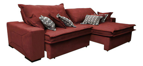 Sofá Retrátil 2,12m Pocket Cama Inbox Supreme Suede Vermelho