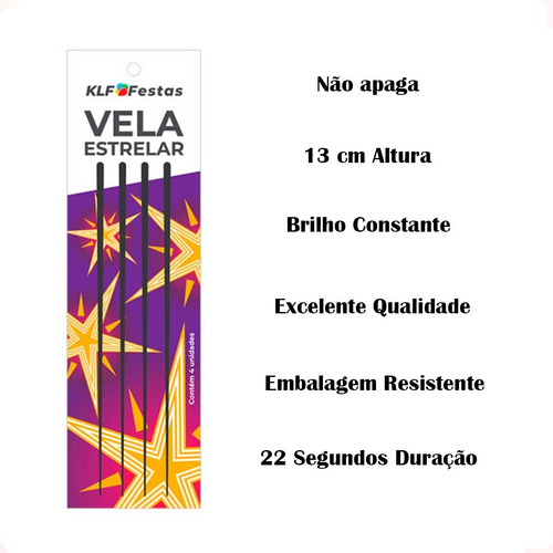 Vela Estrelinha Faísca Festa Mais Brilho - 20 Unidades