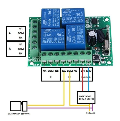 Imagen 8 de 10 de Kit Control Remoto + Rf 4 Canales Rele Domotica Cantonera