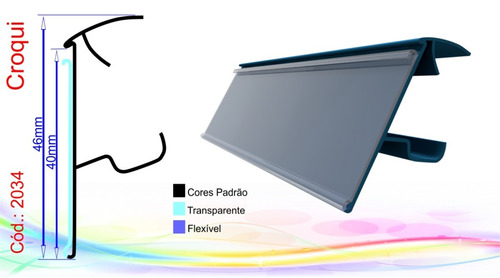 Perfil Porta Etiqueta Gondola 128x3,2 Cm Kit 50 Peça Cód2034