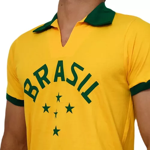 Camisa Brasil Polo Retro Olímpica Algodão - Masculino
