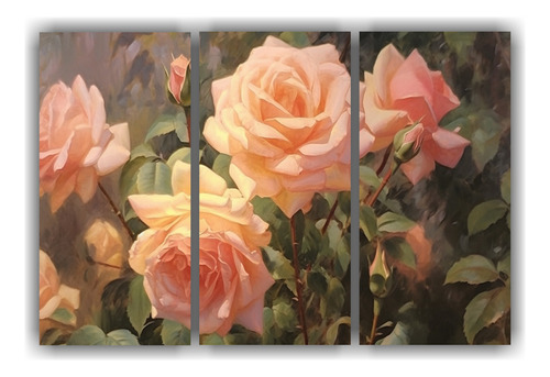Tres Cuadros Pinturas Pop Arts Arreglos Florales 75x50cm