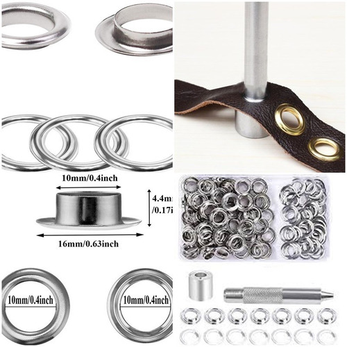 Kit , 50 Ojales P/ Lonas , Pvc. Cuero 10mm C/ Herramienta