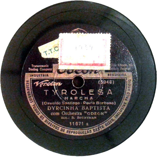 78 Rpm Dircinha Batista 1938 Selo Odeon 11671