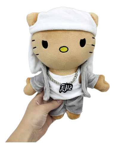 Peluche Rapero Eminem Hello Kitty Detalle Fanaticos 24cm Color Blanco