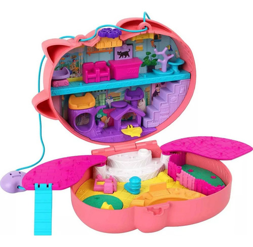 Polly Pocket Estuche De Gatito Con Shani Y Mascotas