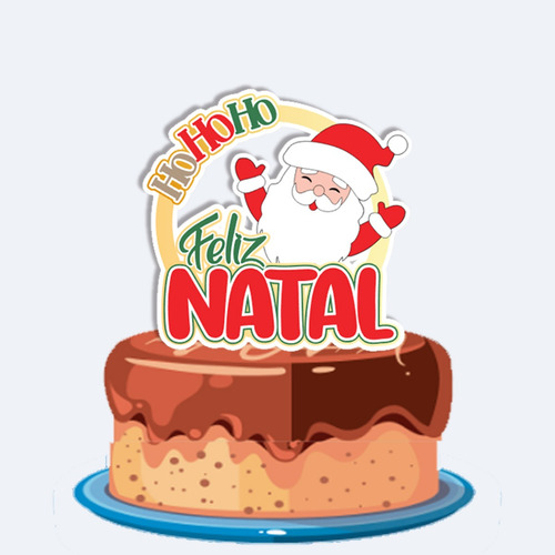 Topo De Bolo Topper Papai Noel Ho Ho Ho Feliz Natal 5166