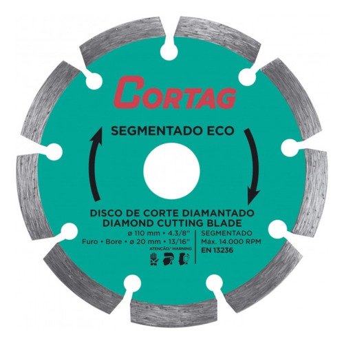 Disco Diamantado Segmentado Eco 110 Mm 61699 Cortag