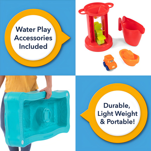 Simplay3 Carry & Go Ocean Drive - Mesa De Juego De Agua De 2 Lados Para Niños Con 4 Accesorios, Juguete Para Interiores Y Exteriores, Incluye Rueda De Agua, Barco, Cubeta Y Camión, Fabricado En