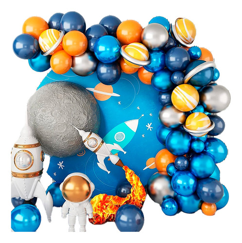 Arco Globos Planeta Astronauta Espacial Azul Naranja