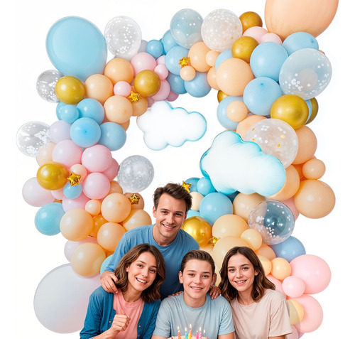 Kit Globos Baby Shower Nubes Revelación Genero Gender Reveal