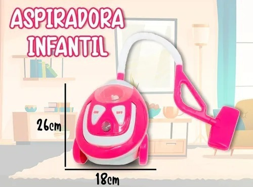 Imagen 5 de 8 de Aspiradora Infantil Juguete A Pilas Con Luz Y Sonido Poppi !