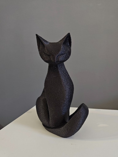Estatua Decorativa Gato Nórdico Minimalista 18cm Negro