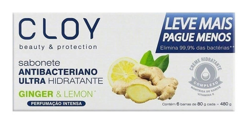 Sabonete Cloy Detox Ginger E Lemon Com 6 Unidades De 80g