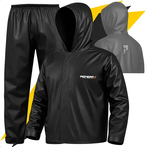 Capa De Chuva Roupa Conjunto Motoqueiro Pvc Emborrachada Reforçad...