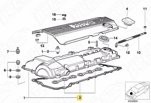Imagem 5 de 5 de Junta Tampa Válvulas Bmw 2.5l E36 325i 328i 323i 11129070531