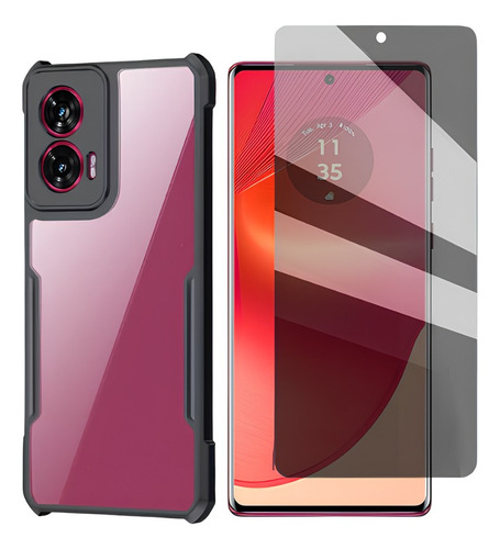 Capa Case Para Edge 50 Fusion + Pelicula Privacidad Hydrogel