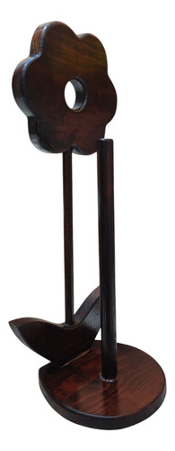 Portarrollo De Madera En Forma De Flor Marrón