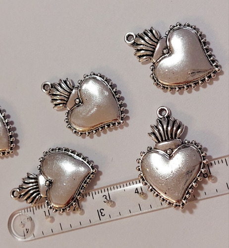 6 Dijes Corazon Mexicano Corazones 2,9 Cm X 2,1 Cm