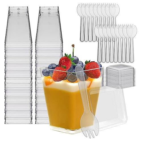 Copas De Postres Con Tapas Y Cucharas,20 Pack 12oz Sccwa