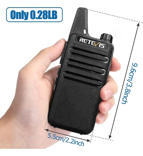 Walkie-talkie Retevis Mini RT22 com 2 rádios e frequência UHF cor preto