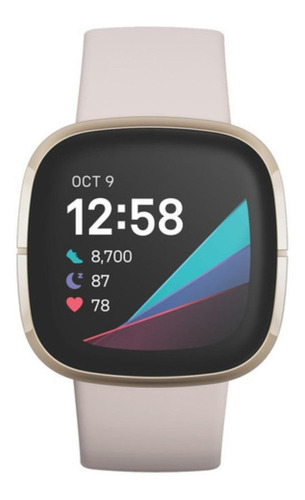 Imagen 1 de 4 de Smartwatch Fitbit Sense 1.59" caja de  aluminio anodizado  soft gold stainless steel, malla  lunar white de  elastómero y aluminio anodizado FB512