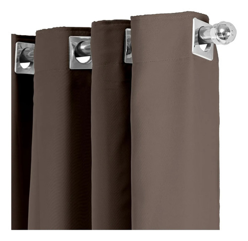 Cortina Blackout Tecido Com Voil 2,20m X 2,90m Sala Quarto Marrom