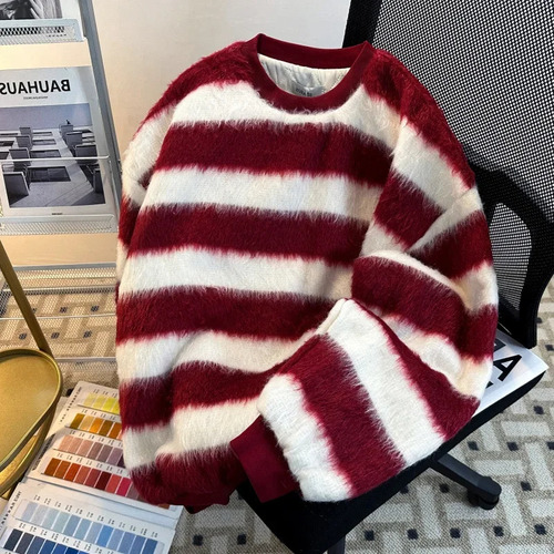 Suéter Retro Unisex Holgado De Punto Jacquard