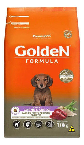 Ração Golden Fórmula Mini Bits Cães Filhotes Carne 1kg
