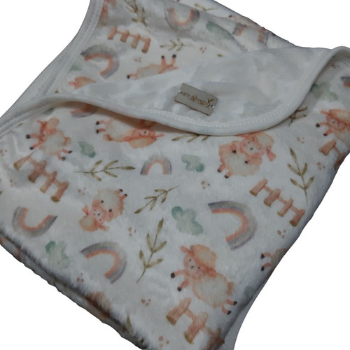 Imagen 3 de 4 de Manta Para Bebe De Plush Reversible 70 X 75 Cm Ovejitas