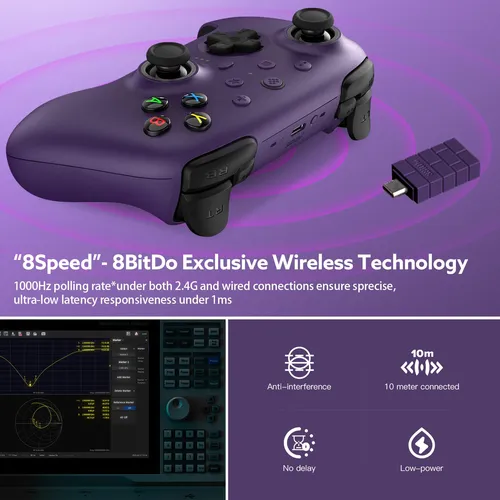 Joystick Inalámbrico 8bitdo Ultimate 2 Morado Tmr Pc Android