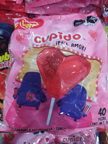 80 Paletas Vero Cupido Corazón Cereza Con Fresa Caramelo