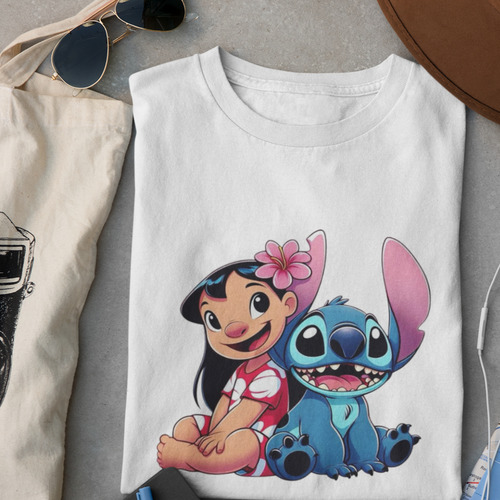T-shirt Lilo & Stitch Algodão Premium Fofa Moda Casual