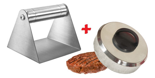 Kit Lancheria Smash Burger + Abafador De Hamburguer 16cm Cor Inox