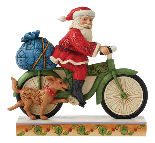 Enesco Jim Shore Heartwood Creek Santa - Figura De Bicicleta