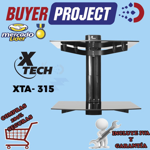Imagen 2 de 4 de Repisa De Pared Xtech Xta-315 Aluminio + Vidrio Templado