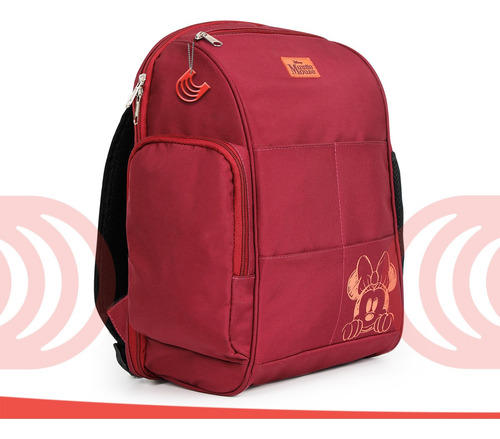Imagem 2 de 5 de Bolsa Mochila Paternidade Minnie Vinho Com Trocador Disney