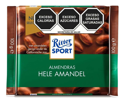 Chocolate Con Leche Ritter Sport Con Almendras 100g