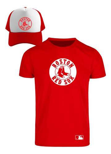 Kit Playera + Gorra Sublimada Mod Mlb Boston Red Sox