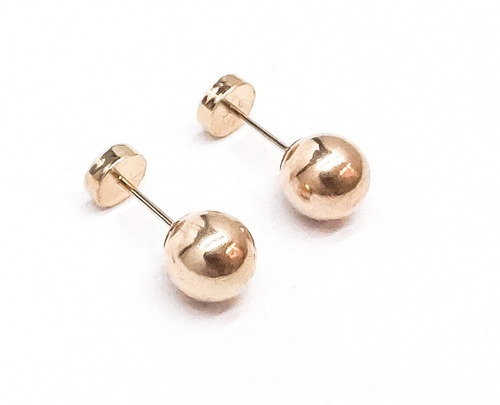 Imagen 2 de 10 de Par Aros Abridores Oro 18k Bolita Nº 7 (7mm) El Trust Joyero