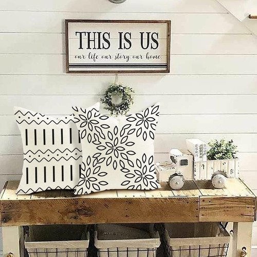 Fundas de cojín de 45x45cm Funda de Almohada de Sofá Moderno Geométricas Impresión de Doble Cara Color Blanco