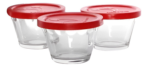 3 Flaneras Refractarias Pyr-o-rey Con Tapa Plastico 175 Ml